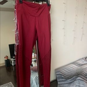 Red Victoria Secret Sport Leggings (Cheetah lace detail)